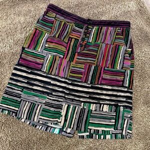 Odille Anthropologie Multicolor velvet Patchwork stripes Pencil mini Skirt 10